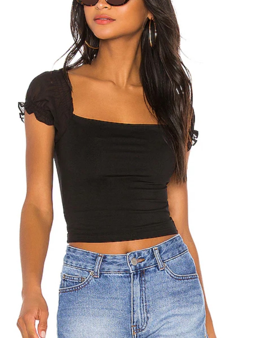 Brianna Puff Sleeve Top in Black